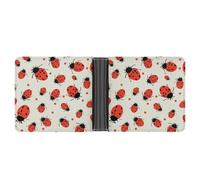 KOAYUBFC Portefeuille fin compact à deux volets, motif coccinelles, portefeuille en cuir moucheté infini, portefeuille minimaliste pour homme avec porte-cartes de crédit, fente pour pièces de monnaie