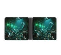KOAYUBFC Portefeuille fin compact à deux volets, portefeuille électronique en cuir, portefeuille minimaliste pour homme avec porte-cartes de crédit, fente pour pièces de monnaie, fenêtre d'identité