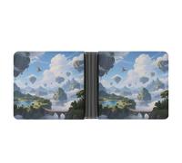 KOAYUBFC Portefeuille fin compact à deux volets, portefeuille en cuir « Island in the Sky » - Portefeuille minimaliste pour homme avec porte-cartes de crédit - Fente pour pièces d'identité - Unisexe