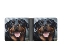KOAYUBFC Portefeuille fin compact à deux volets Rottweiler en cuir avec tête de langue pour homme, portefeuille minimaliste pour homme avec porte-cartes de crédit, fente pour pièces de monnaie
