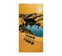 KOAYUBFC Rideau Deserts Oasis Camel Caravanes Porte Fenêtre Rideaux Convient pour Bureau Chambre Fenêtre Décoration Extérieure Bannière Rideaux de Porte