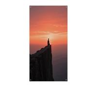 KOAYUBFC Rideau « People Sitting Alone at Sunset » - Rideaux de porte et de fenêtre - Convient pour bureau, chambre à coucher, fenêtre, décoration extérieure, bannière