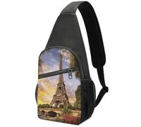 KOAYUBFC Sac à bandoulière pour homme et femme - Sac de poitrine à bandoulière - Tour Eiffel Paris - Sports de plein air - Convient pour la randonnée, la course à pied, le cyclisme et le shopping