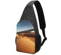 KOAYUBFC Sac à bandoulière pour homme et femme, sac de poitrine, sac à dos à bandoulière, dunes de sable dans le désert du Sahara, sac de sport de plein air, sac de poitrine adapté pour la randonnée