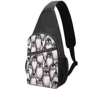 KOAYUBFC Sac à bandoulière pour homme et femme, sac de poitrine, sac à dos à bandoulière mignon bébé pingouins, esquisse, sports de plein air, sac de poitrine adapté pour la randonnée, la course, le