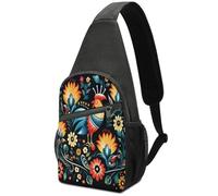 KOAYUBFC Sac à bandoulière pour homme et femme, sac de poitrine, sac à dos à bandoulière, motif art folklorique polonais, sac de poitrine adapté pour la randonnée, la course, le cyclisme et le
