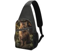 KOAYUBFC Sac à bandoulière pour homme et femme, sac de poitrine, sac à dos à bandoulière pour chat assis dans un buisson, sac de sport de plein air, sac de poitrine adapté pour la randonnée, la course