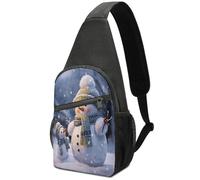 KOAYUBFC Sac à bandoulière pour homme et femme, sac de poitrine, sac à dos à bandoulière pour l'hiver, bonhomme de neige, sports de plein air, sac de poitrine adapté pour la randonnée, la course à