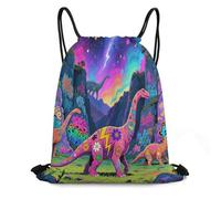 KOAYUBFC Sac de gym avec cordon de serrage en tissu graffiti dinosaure, sac à chaussures pour voyage, camping, travail et fitness