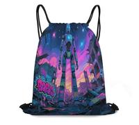 KOAYUBFC Sac de gym avec cordon de serrage en tissu graffiti robot, sac à chaussures pour voyage, camping, travail et fitness