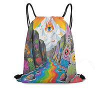 KOAYUBFC Sac de gym avec cordon de serrage Graffiti Vallée des neiges Sac à chaussures pour voyage, camping, travail et fitness