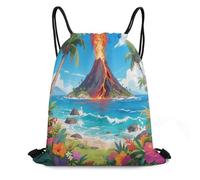 KOAYUBFC Sac de sport avec cordon de serrage en tissu Îles volcaniques, sacs à chaussures pour voyage, camping, travail et fitness