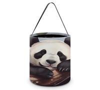KOAYUBFC Seau à bonbons d'Halloween représentant un panda mignon - Sac fourre-tout avec poignées - Paniers à bonbons réutilisables pour Halloween, fournitures de fête, sacs cadeaux