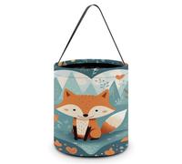 KOAYUBFC Seau à bonbons d'Halloween représentant un renard et un cœur, sac fourre-tout avec poignées, paniers à bonbons réutilisables pour Halloween, fournitures de fête, sacs cadeaux