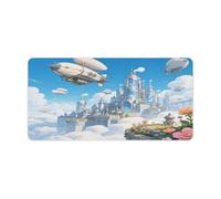 KOAYUBFC Sous-main professionnel surdimensionné avec surface antidérapante multi-usage, tapis de souris imprimé de ville, motif vague, design imperméable pour le travail, les jeux et le bureau