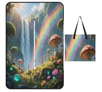 KOAYUBFC Tapis de plage arc-en-ciel imprimé cascade vallée tapis de pique-nique portable extra large adapté pour voyage, randonnée, festivals de musique, pelouses, plages, pique-niques en plein air