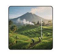 KOAYUBFC Tapis de plage Bali en terrasses et volcans imprimé portable extra large pour voyage, randonnée, festivals de musique, pelouses, plages, pique-niques en plein air