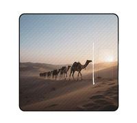 KOAYUBFC Tapis de plage Camel Caravan in The Desert at Dawn Imprimé Portable Extra Large Tapis de pique-nique Convient pour les voyages, la randonnée, les festivals de musique, les pelouses, les