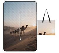KOAYUBFC Tapis de plage Camel Caravan in The Desert at Dawn Imprimé Portable Extra Large Tapis de pique-nique Convient pour les voyages, la randonnée, les festivals de musique, les pelouses, les