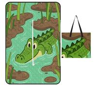 KOAYUBFC Tapis de plage imprimé crocodile qui se cache tapis de pique-nique portable extra large adapté pour les voyages, la randonnée, les festivals de musique, les pelouses, les plages, les
