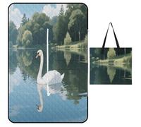 KOAYUBFC Tapis de plage imprimé cygne, tapis de pique-nique portable extra large adapté pour les voyages, la randonnée, les festivals de musique, les pelouses, les plages, les pique-niques en plein