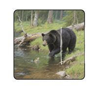 KOAYUBFC Tapis de plage motif ours noirs pêchant dans le ruisseau - Tapis de pique-nique portable extra large adapté pour les voyages, la randonnée, les festivals de musique, les pelouses, les plages