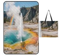 KOAYUBFC Tapis de plage Yellowstone National Park Geysers imprimé portable extra large tapis de pique-nique adapté pour les voyages, la randonnée, les festivals de musique, les pelouses, les plages