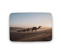 KOAYUBFC Tapis de salle de bain luxueux, doux et moelleux, absorbant, motif caravane dans le désert à l'aube, tapis de salle de bain pour sol de salle de bain, baignoire et douche
