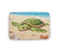 KOAYUBFC Tapis de salle de bain luxueux, doux et moelleux, absorbant, motif tortue qui se prélasse au soleil, tapis de salle de bain pour sol et salle de douche