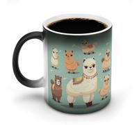 KOAYUBFC Tasse à café 325 ml en forme d'alpagas à changement de couleur, tasses à café à changement de chaleur avec poignée, tasse magique sensible à la chaleur pour homme et femme, tasse amusante en