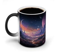 KOAYUBFC Tasse à café colorée de 325 ml sur le thème de l'espace rétro qui change de couleur, tasses à café à changement de couleur avec poignée, tasse magique sensible à la chaleur pour homme et