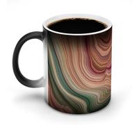 KOAYUBFC Tasse à café de 325 ml à rayures vertes et grises qui changent de couleur, tasses à café à changement de chaleur avec poignée, tasse magique sensible à la chaleur pour homme et femme, tasse