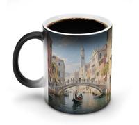 KOAYUBFC Tasse à café de 325 ml avec motif de Ville d'eau de Venise, tasses à café changeantes avec poignée, tasse magique sensible à la chaleur pour homme et femme, tasse amusante en céramique pour