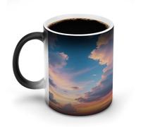 KOAYUBFC Tasse à café de 325 ml avec motif nuages au crépuscule et à changement de couleur, tasses à café à changement de chaleur avec poignée, tasse magique sensible à la chaleur pour homme et femme