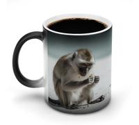 KOAYUBFC Tasse à café de 325 ml avec motif singe au sol, tasses à café à changement de couleur, tasses à café à changement de chaleur avec poignée, tasse magique sensible à la chaleur pour homme et