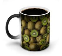 KOAYUBFC Tasse à café de 325 ml avec pile de kiwis qui changent de couleur, tasses à café à changement de chaleur avec poignée, tasse magique sensible à la chaleur pour homme et femme, tasse amusante