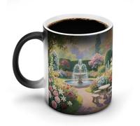 KOAYUBFC Tasse à café de 325 ml - Motif jardin d'été - Changement de couleur - Tasses à café avec poignée - Sensible à la chaleur - Tasse magique pour homme et femme - Tasse amusante en céramique pour