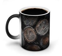 KOAYUBFC Tasse à café ronde en bois de 325 ml - Changement de couleur - Tasse à café à changement de chaleur avec poignée - Sensible à la chaleur - Tasse magique pour homme et femme - Tasse amusante