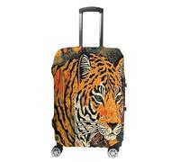 KOAYUBFC Tiger Housse de bagage à motif botanique approuvée par la TSA - Élastique et lavable - Anti-rayures - Housse de protection pour valises, Imprimé botanique tigre, S, Housse pour valise
