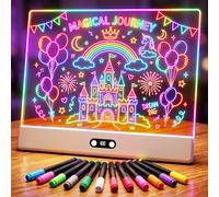 KOBAIBAN Planche à dessin LED pour enfants, bloc de dessin lumineux rechargeable de 40,6 cm avec batterie de 1500 mAh, 11 modes d'éclairage, tableau néon effaçable à sec, bloc-notes LED pour message