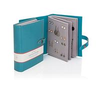 Kobalt Couleur bleu sarcelle/motif petit Livre de rangement pour boucles d'oreilles