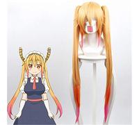 Kobayashi-san Chi pas de femme de chambre Dragon Tohru Cosplay perruques jaune dégradé rose cheveux longs avec Double queues de cheval Anime Costume perruques KUJ6548