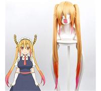 Kobayashi-san Chi pas de femme de chambre Dragon Tohru Cosplay perruques jaune dégradé rose cheveux longs avec Double queues de cheval Anime Costume perruques KUJ6548