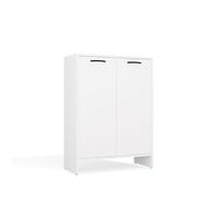 KOBI Armoire de Toilette avec Panier à Linge Nina 1K1D - Blanc Mat, bibliothèque de Salle de Bain avec étagères, Meuble de Salle de Bain Moderne 66x90x30 cm