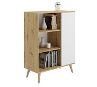 KOBI Bibliothèque Fondi Pieds Bois Clair (chêne Artisan-Blanc)