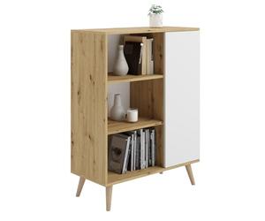KOBI Bibliothèque Fondi Pieds Bois Clair (chêne Artisan-Blanc)