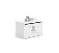 KOBI Coffre à jouets Daria - Motif Ours bleu, 73 x 40 x 42 cm - Coffre de rangement en bois laminé avec couvercle à fermeture amortie - Idéal pour jouets, livres, vêtements - Pour chambre d'enfant