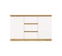 KOBI Commode Moderne 2D3S 120 cm - Commode pour Le Salon avec tiroirs et étagères, Meuble pour la Chambre à Coucher ou la pièce, sans poignée, Minimaliste, Panneau stratifié, Fabrication Polonaise