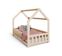 KOBI DUBI lit cabane 80x160 cm, lit intérieur, Balustrade, Cadre, pour Chambre d'enfant, Bois, Non Peint