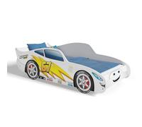 KOBI Lit en Forme de Voiture 160 x 80, Blanc, avec Matelas Cars